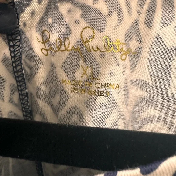 Lilly Pulitzer dress 3/4 sleeve 100% cotton navy blue shell pattern - Picture 4 of 5